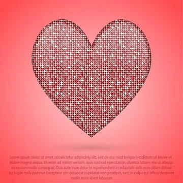 Red sequin background. I love you. Valentines Day. Stock Illustration