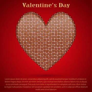 Red sequin background. I love you. Valentines Day. Stock Illustration