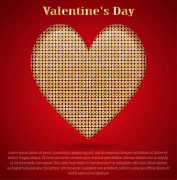 Red sequin background. I love you. Valentines Day. Stock Illustration