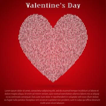 Red sequin background. I love you. Valentines Day. Stock Illustration