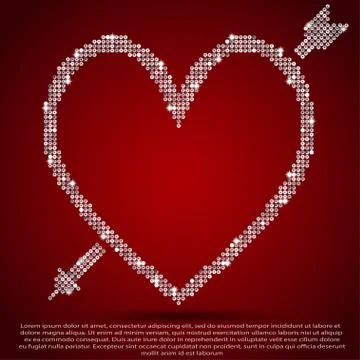Red sequin background. I love you. Valentines Day. Stock Illustration