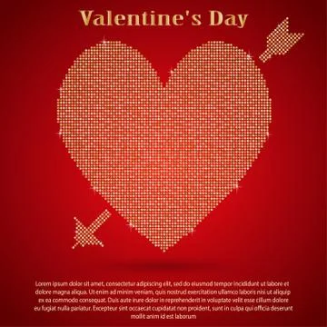 Red sequin background. I love you. Valentines Day. Stock Illustration