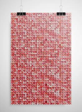 Red sequin poster on the wall. Eps 10. Stock Illustration