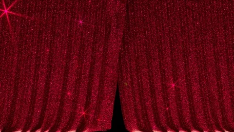 Red sequined curtains opening and closing Stock Footage 99398372
