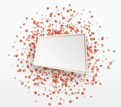 Red sequins background. Paper white bubble for text Stock Illustration