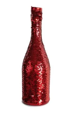 Red sequins bottle isolated Stock Photos