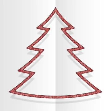 Red Sequins Christmas Tree. Winter. New Year. Stock Illustration