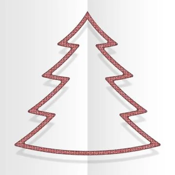 Red Sequins Christmas Tree. Winter. New Year. Stock Illustration