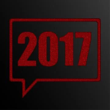 Red sequins numbers 2017. Speech bubble. Stock Illustration