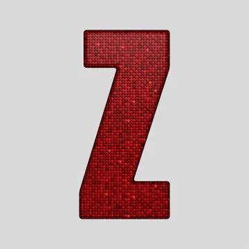 Red sequins sings. Sequins alphabet. Eps 10. Stock Illustration