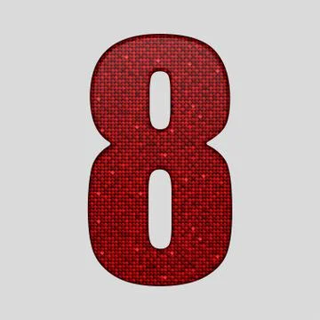 Red sequins sings. Sequins alphabet. Eps 10. Stock Illustration