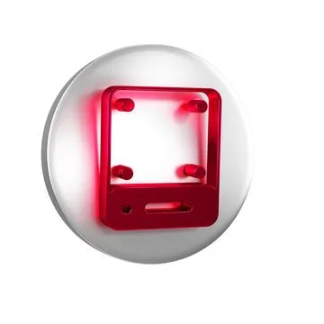 Red Server, Data, Web Hosting icon isolated on transparent background. Silv.. Illustrazione stock