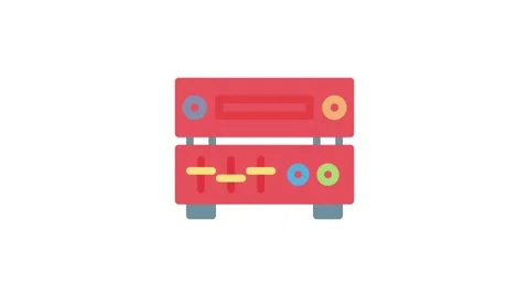 A red server featuring three buttons in different colors blue, green, and y.. Stock Footage 333233317