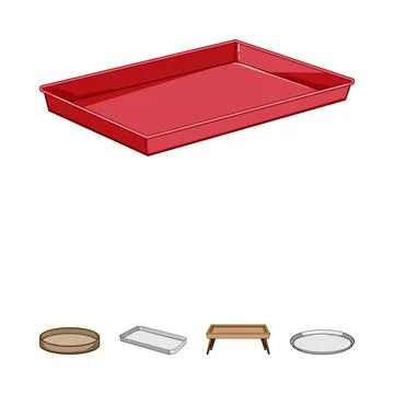 Red serving tray with various kitchenware concepts Stock Illustration