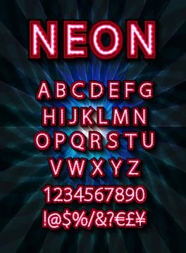 Red set neon font Stock Illustration
