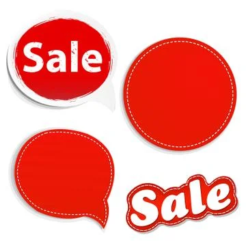 Red set speech bunner set Stock Illustration