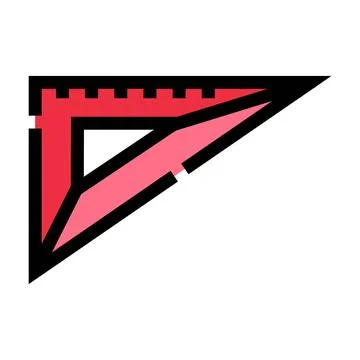 Red set square drafting tool for geometry and learning Stock Illustration