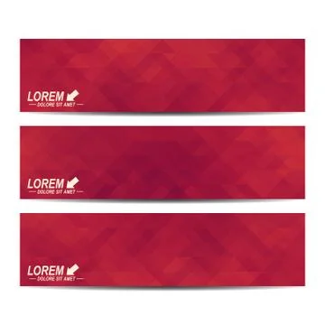 Red set of vector banners. Background with red triangles. Web banners, card, vip Stock Illustration