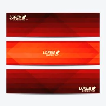 Red set of vector banners. Background with red triangles. Web banners card, vip Stock Illustration