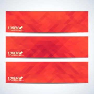 Red set of vector banners. Background with red triangles. Web banners card, vip Stock Illustration