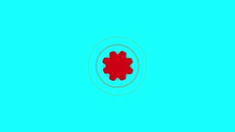 Red Settings Gear Icon on Cyan Background Stock Footage 343550629