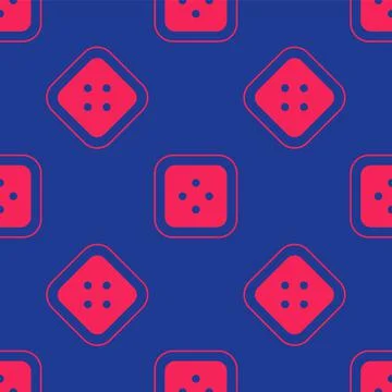Red Sewing button for clothes icon isolated seamless pattern on blue background 스톡 일러스트