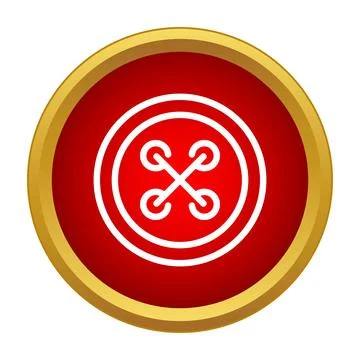 Red sewing button icon with golden border Stock Illustration