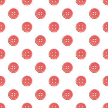 Red sewing buttons repeating pattern on white background Stock Illustration