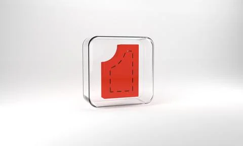 Red Sewing pattern icon isolated on grey background. Markings for sewing. Gla Stock Illustration