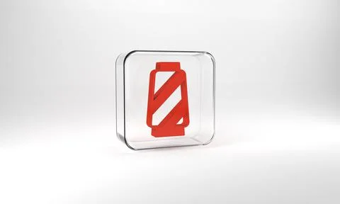 Red Sewing thread on spool icon isolated on grey background. Yarn spool. Thre Stock Illustration