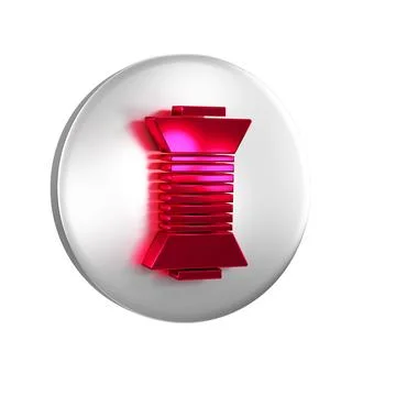 Red Sewing thread on spool icon isolated on transparent background. Yarn sp.. Stock Illustration