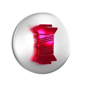 Red Sewing thread on spool icon isolated on transparent background. Yarn sp.. Stock Illustration