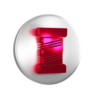 Red Sewing thread on spool icon isolated on transparent background. Yarn sp.. Stock Illustration