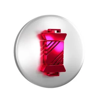 Red Sewing thread on spool icon isolated on transparent background. Yarn sp.. Stock Illustration