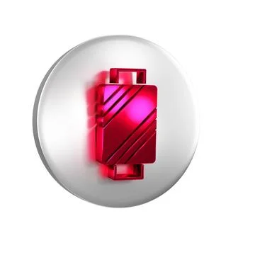 Red Sewing thread on spool icon isolated on transparent background. Yarn sp.. Stock Illustration