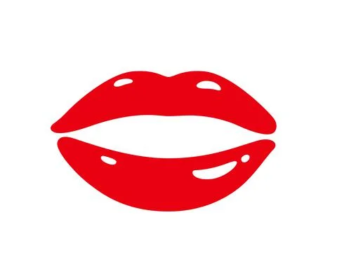 Red sexy female lips isolated on a white background, Stock Illustration