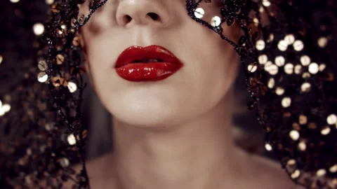 Red sexy lips. Stock Footage 98954080