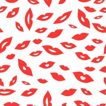 Red sexy lips seamless pattern. Woman s mouth. Vector illustration Stock Illustration