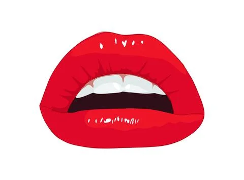 Red sexy Lips Vector realistic drawing isolated. Stock Illustration