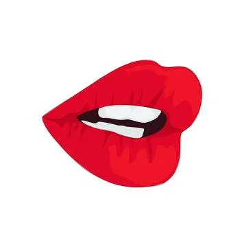 Red sexy Lips Vector realistic drawing isolated. Stock Illustration