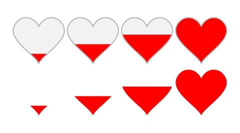 Red shape hearts icon on a white background. Vector set of interface life hea 库存插图