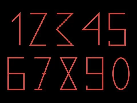 Red shapes and numbers on the black background Stock Illustration