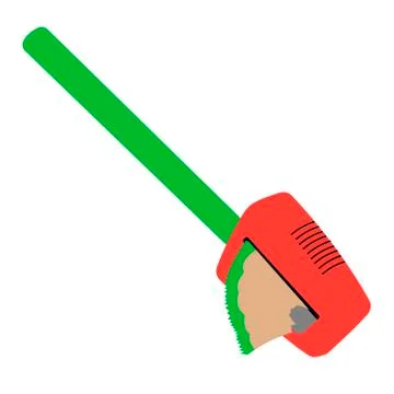 Red sharpener with green pencil. Isolated flat illustration Stock Illustration