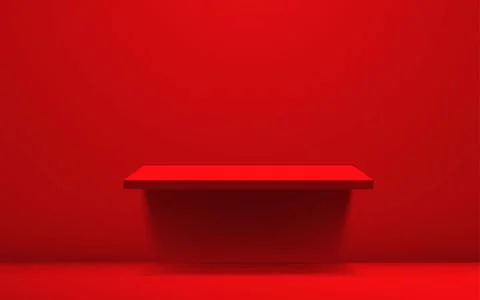 Red shelf in the red studio room Stock Illustration