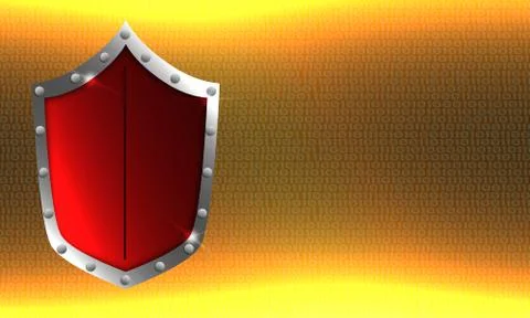 Red shield with binary background Stock Illustration