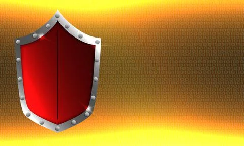 Red shield on a binary background with space for text Stockillustratie