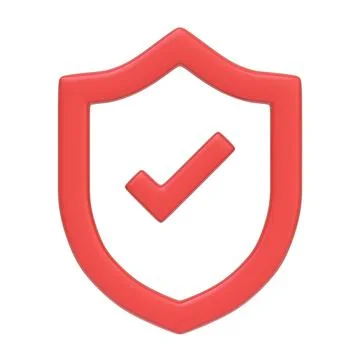 Red shield with a bold check mark isolated on white background Stock Illustration