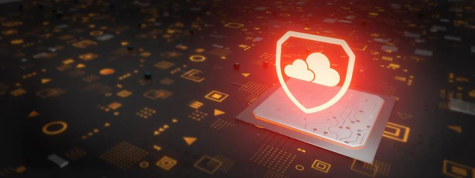 Red Shield Digital Cloud Computing, Cyber Security, Digital Data Network Prot Stock Illustration