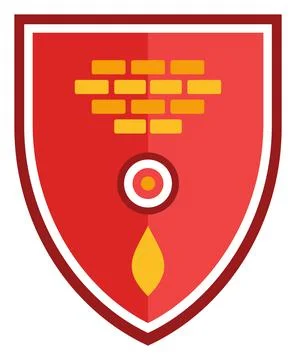 Red Shield Emblem Vector Illustration With Brick Wall Generic Unbranded And.. 库存插图
