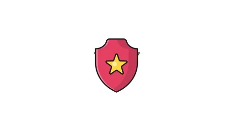 A red shield featuring a prominent star in the center. Stock Footage 335140321